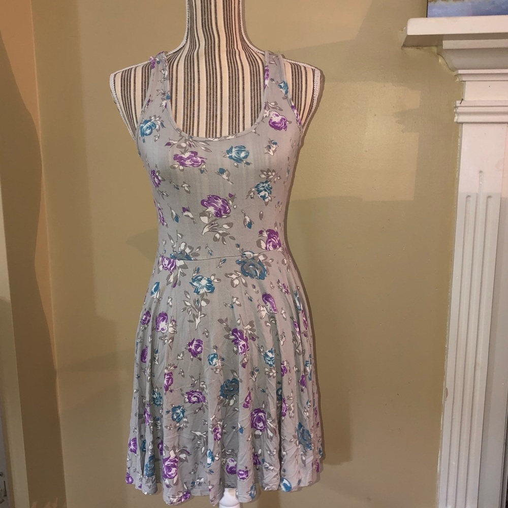 Grey Floral Dress with back detail